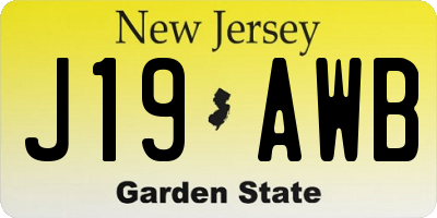 NJ license plate J19AWB