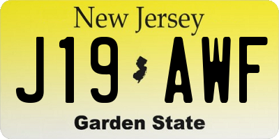 NJ license plate J19AWF
