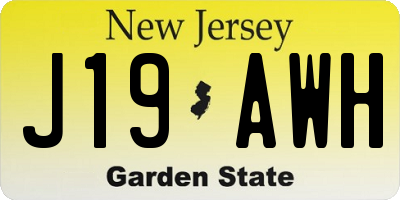 NJ license plate J19AWH