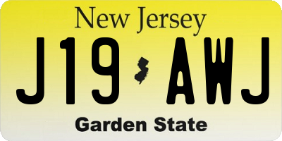 NJ license plate J19AWJ