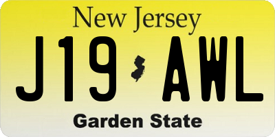 NJ license plate J19AWL