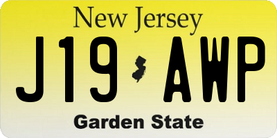 NJ license plate J19AWP