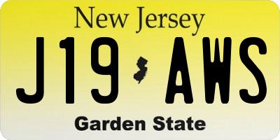 NJ license plate J19AWS