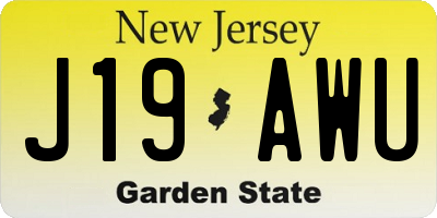 NJ license plate J19AWU
