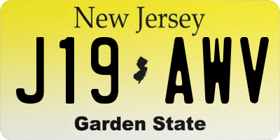 NJ license plate J19AWV
