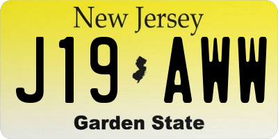 NJ license plate J19AWW