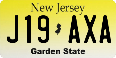 NJ license plate J19AXA