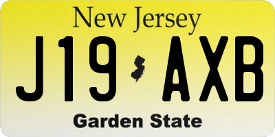 NJ license plate J19AXB