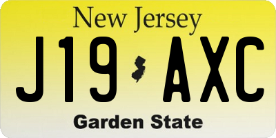 NJ license plate J19AXC