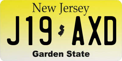 NJ license plate J19AXD