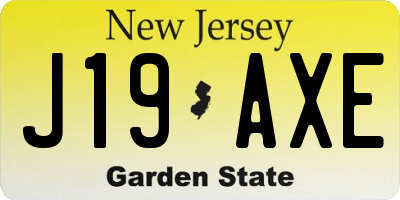 NJ license plate J19AXE