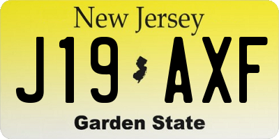 NJ license plate J19AXF