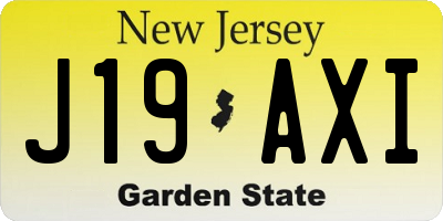 NJ license plate J19AXI