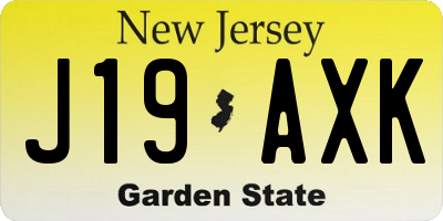 NJ license plate J19AXK