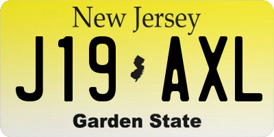 NJ license plate J19AXL