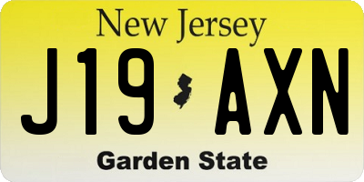 NJ license plate J19AXN
