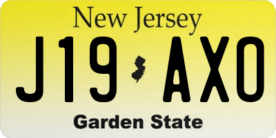 NJ license plate J19AXO