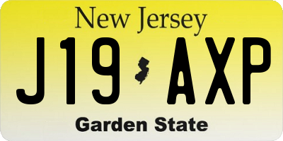 NJ license plate J19AXP