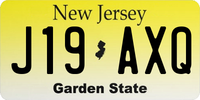 NJ license plate J19AXQ