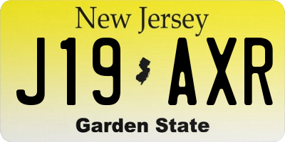 NJ license plate J19AXR