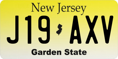 NJ license plate J19AXV