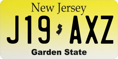 NJ license plate J19AXZ