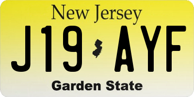 NJ license plate J19AYF