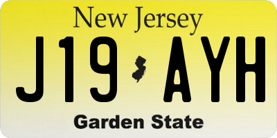 NJ license plate J19AYH