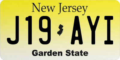 NJ license plate J19AYI