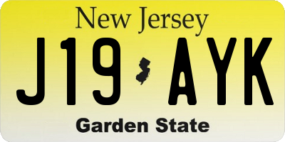 NJ license plate J19AYK