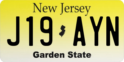 NJ license plate J19AYN