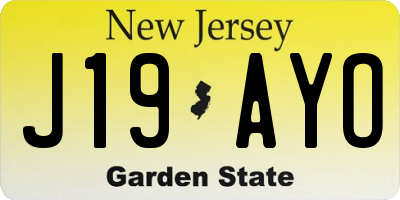 NJ license plate J19AYO