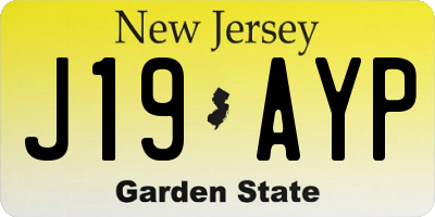 NJ license plate J19AYP