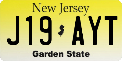 NJ license plate J19AYT