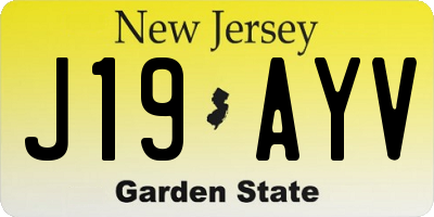 NJ license plate J19AYV