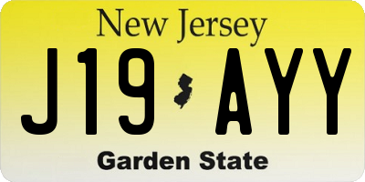 NJ license plate J19AYY