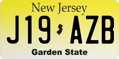 NJ license plate J19AZB