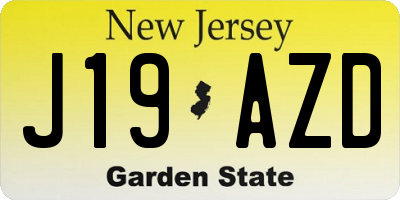 NJ license plate J19AZD