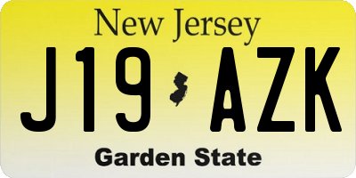 NJ license plate J19AZK