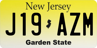 NJ license plate J19AZM