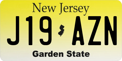 NJ license plate J19AZN