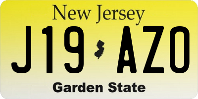 NJ license plate J19AZO
