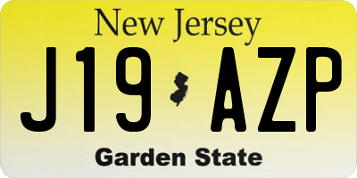 NJ license plate J19AZP