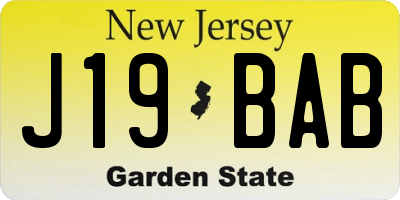 NJ license plate J19BAB