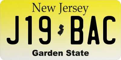 NJ license plate J19BAC