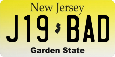 NJ license plate J19BAD