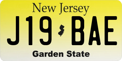NJ license plate J19BAE