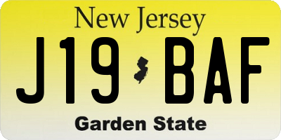 NJ license plate J19BAF