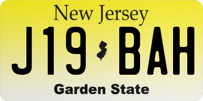 NJ license plate J19BAH