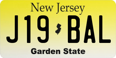 NJ license plate J19BAL